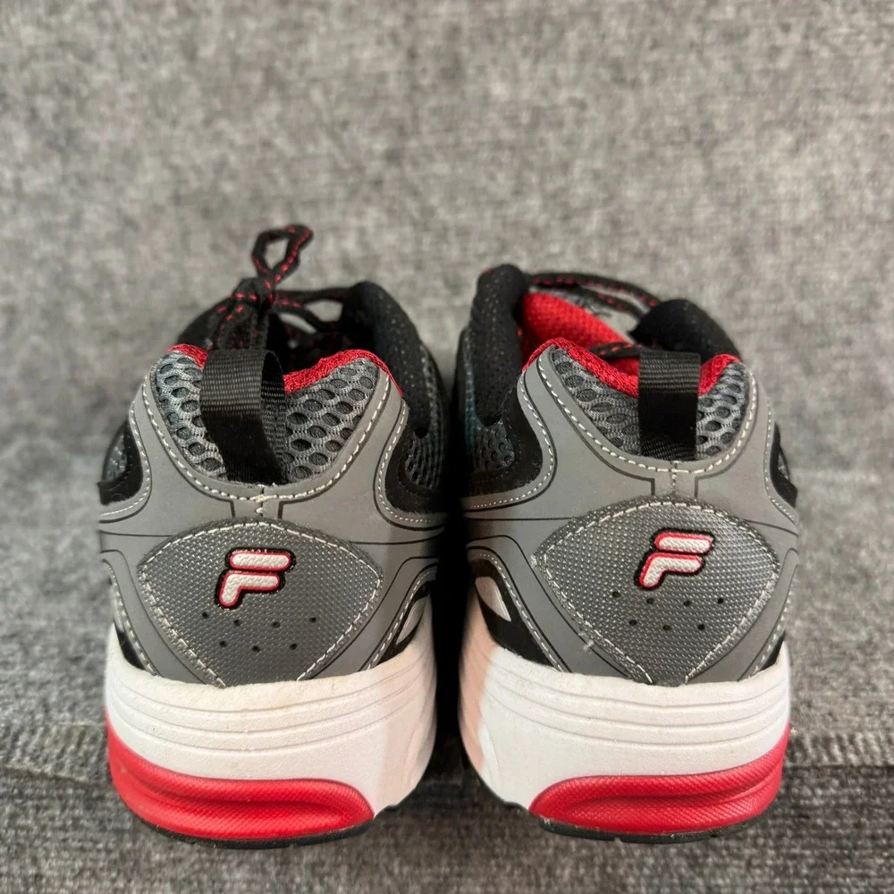 Fila Mens Running Shoes Gray Black Red Mesh Athletic Sneakers 10EEEE
